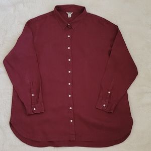 LL Bean 100% linen cranberry button down. Size 2x